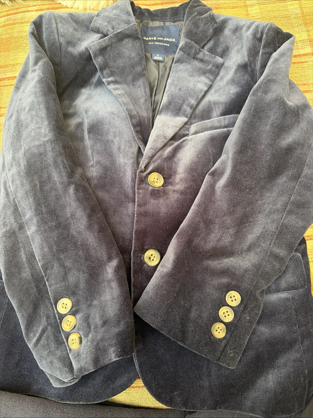 Janie and Jack Navy Velvet Blazer with Gold Buttons